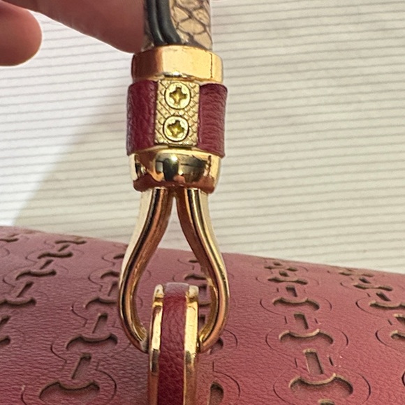 Kayla+Ava Vegan Leather Red Handbag with Snake Skin Style Handles - Picture 10 of 12